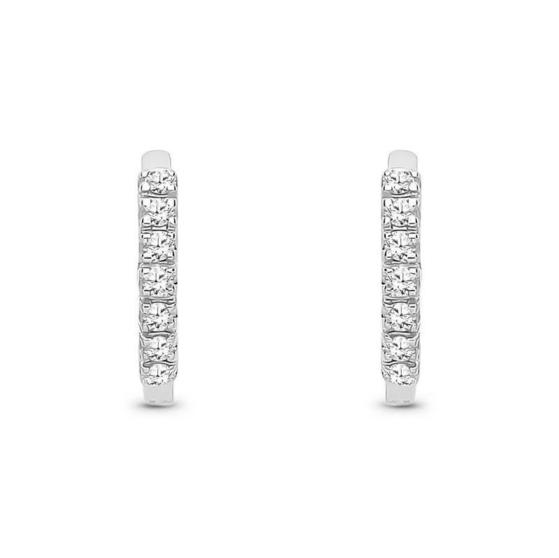 9ct White Gold Natural Diamond Pavé Huggie Hoop Earrings — 15mm
