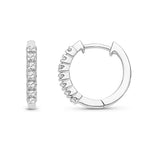 9ct White Gold Natural Diamond Pavé Huggie Hoop Earrings — 15mm