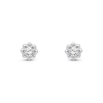 9ct White Gold Round Natural Diamond Scalloped Stud Earrings