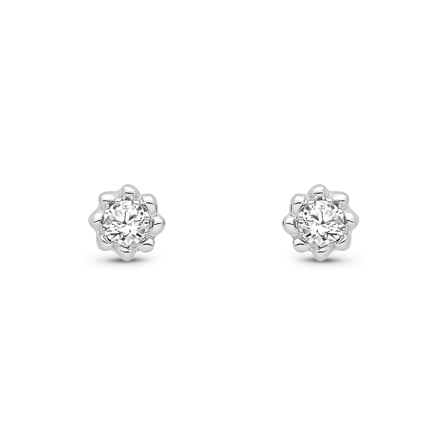 9ct White Gold Natural Diamond Floral Cluster Stud Earrings