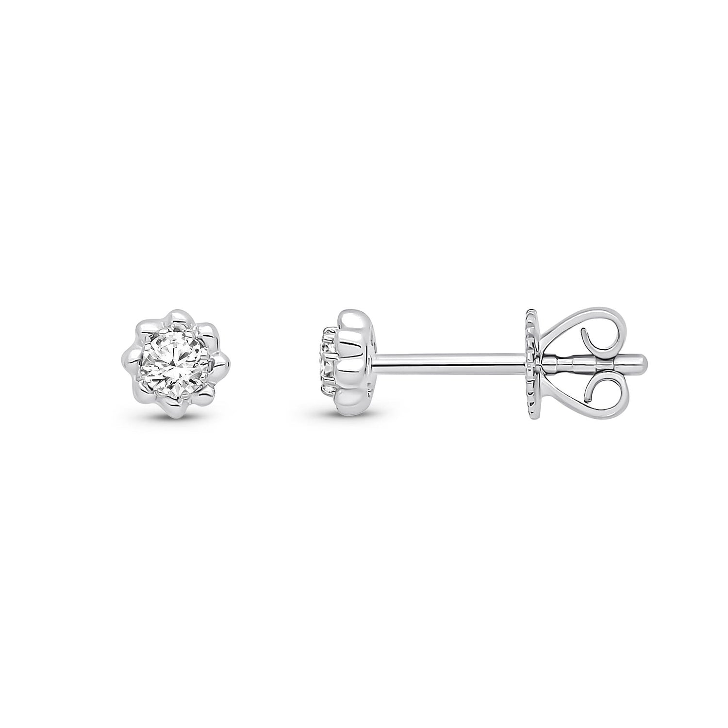 9ct White Gold Natural Diamond Floral Cluster Stud Earrings