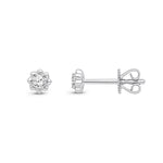 9ct White Gold Round Natural Diamond Scalloped Stud Earrings