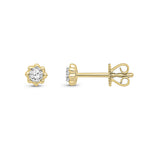 9ct Yellow Gold Round Natural Diamond Scalloped Stud Earrings