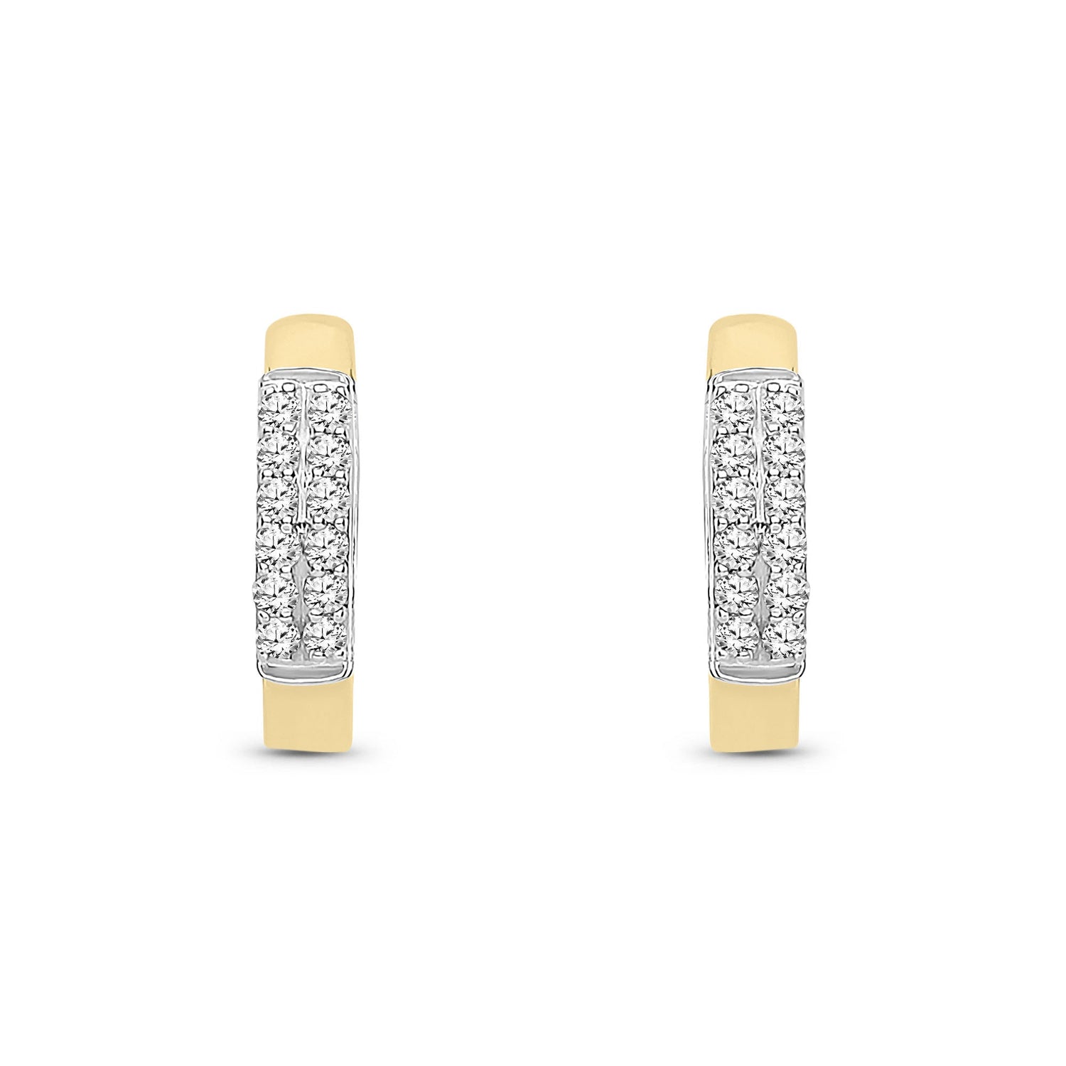 9ct Yellow Gold Natural Diamond Slim Pavé Huggie Hoop Earrings