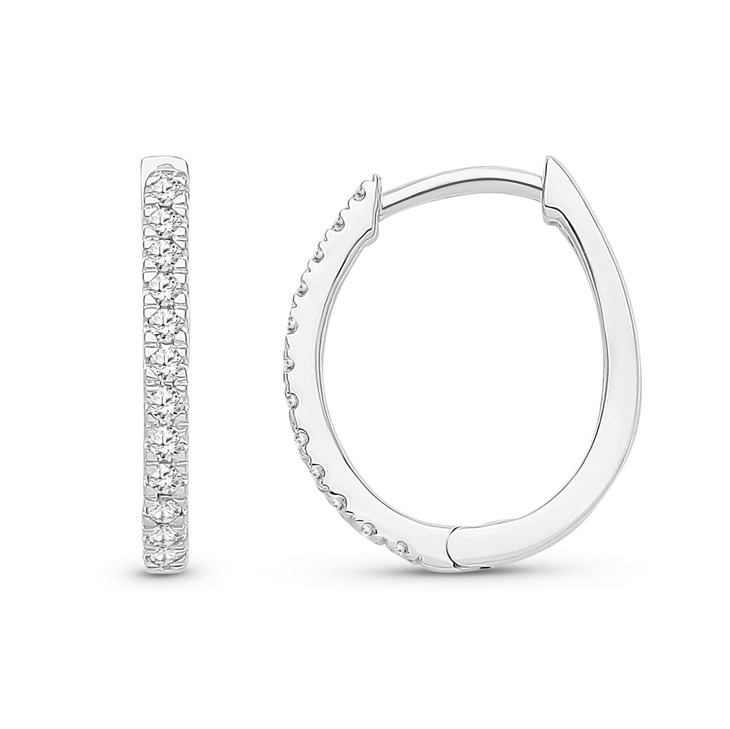 9ct White Gold Natural Diamond Slim Pavé Hoop Earrings
