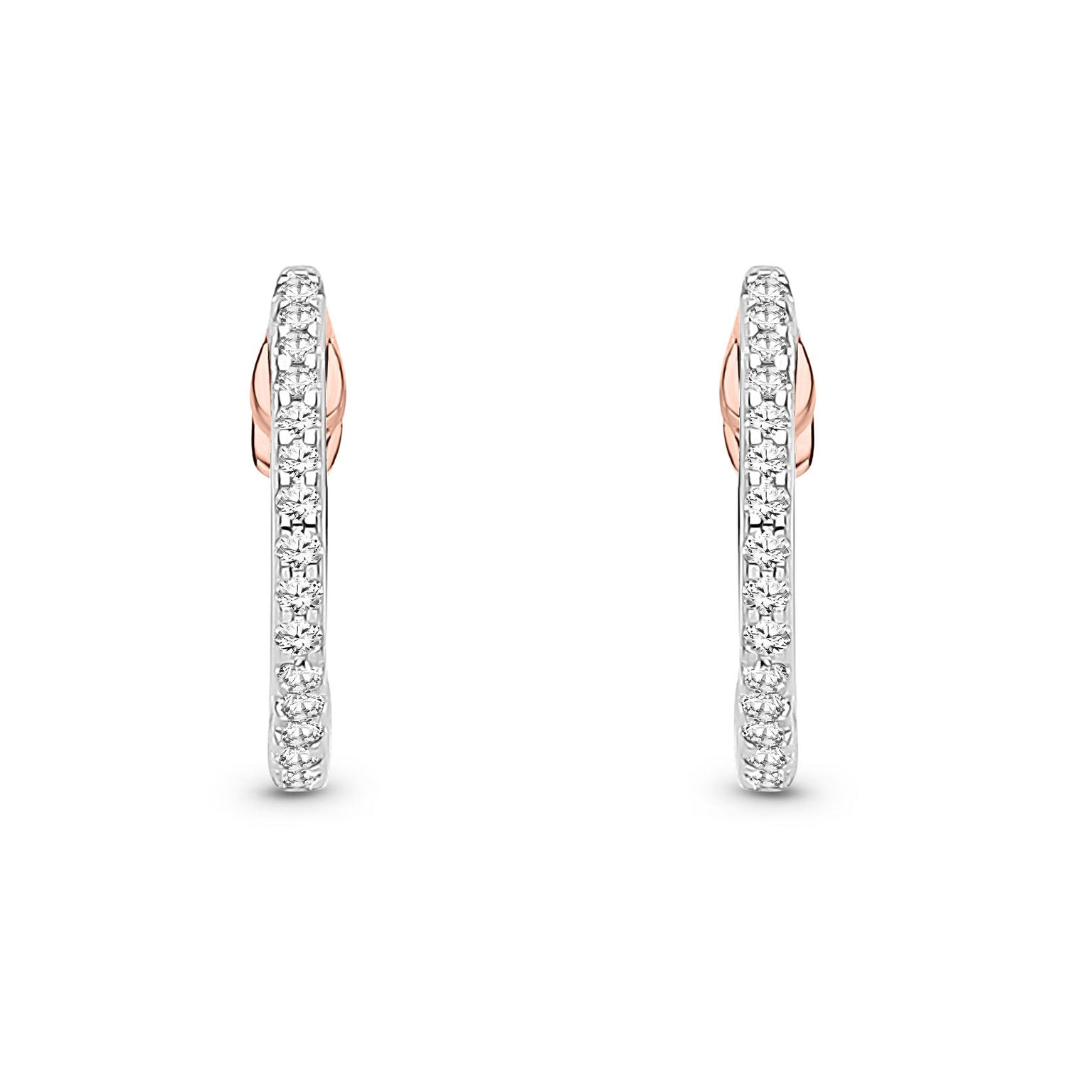 9ct Rose Gold Natural Diamond Two-Tone Pavé Hoop Earrings