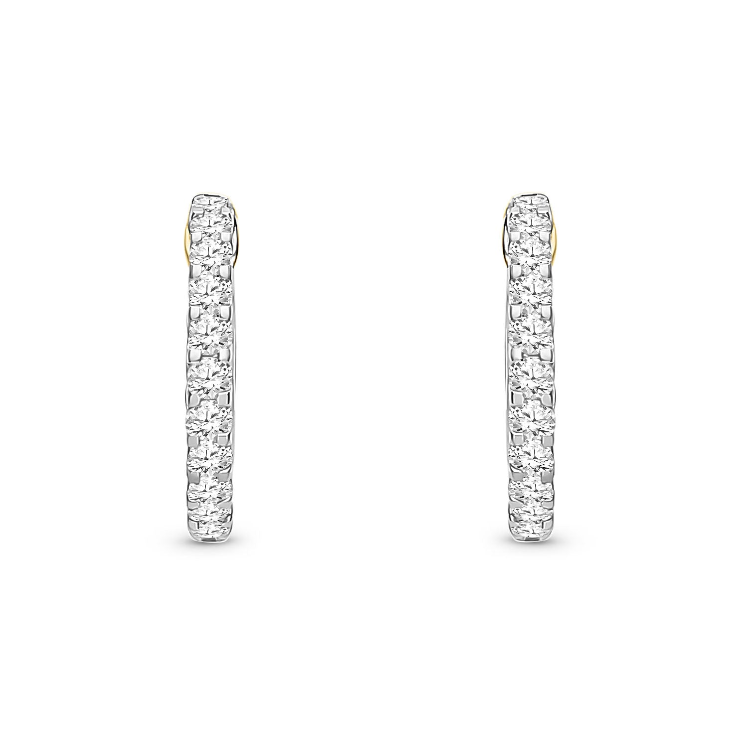 9ct Yellow Gold Natural Diamond Inside-Out Diamond Hoop Earrings