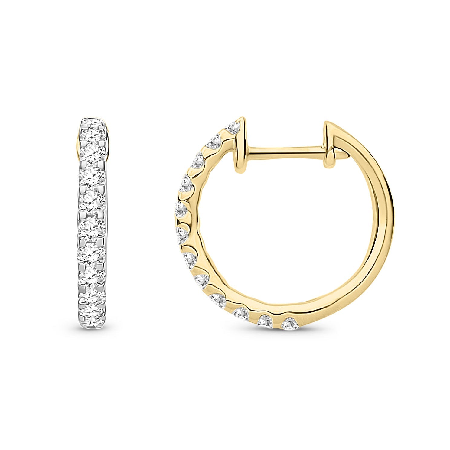 9ct Yellow Gold Natural Diamond Inside-Out Diamond Hoop Earrings