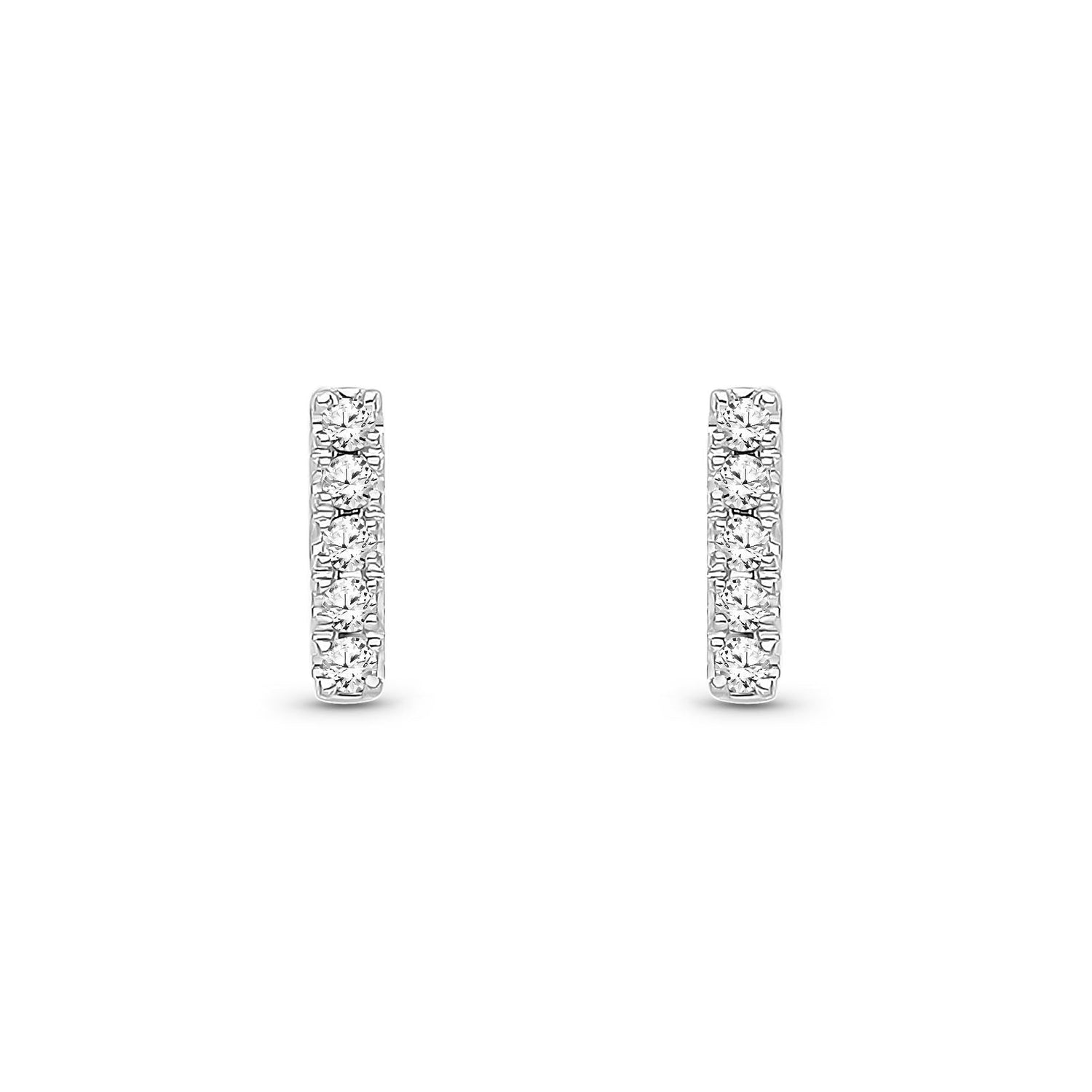 9ct Yellow Gold Natural Diamond Diamond Bar Stud Earrings
