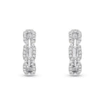 9ct White Gold Natural Diamond Curb Link Huggie Earrings