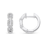9ct White Gold Natural Diamond Curb Link Huggie Earrings