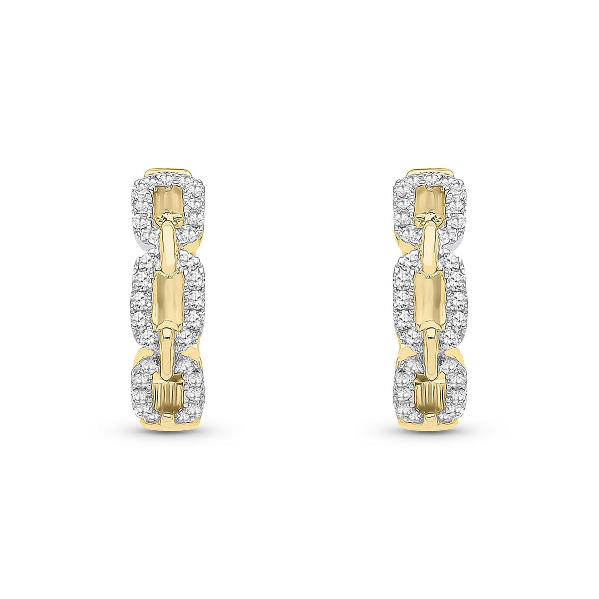 9ct Yellow Gold Natural Diamond Curb Link Huggie Earrings