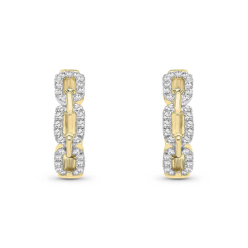 9ct Yellow Gold Natural Diamond Curb Link Huggie Earrings