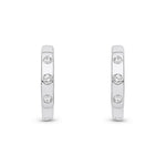9ct White Gold Natural Diamond Three Stone Rubover Huggie Earrings — 12mm