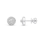 18ct White Gold Natural Diamond Framed Halo Stud Earrings — 7mm
