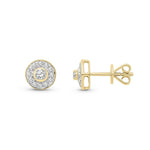 18ct Yellow Gold Natural Diamond Framed Halo Stud Earrings — 7mm