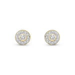 18ct Yellow Gold Natural Diamond Framed Halo Stud Earrings — 7mm