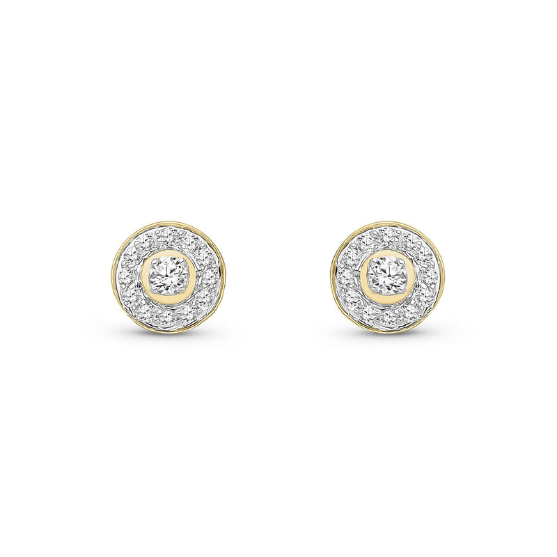 18ct Yellow Gold Natural Diamond Framed Halo Stud Earrings — 7mm