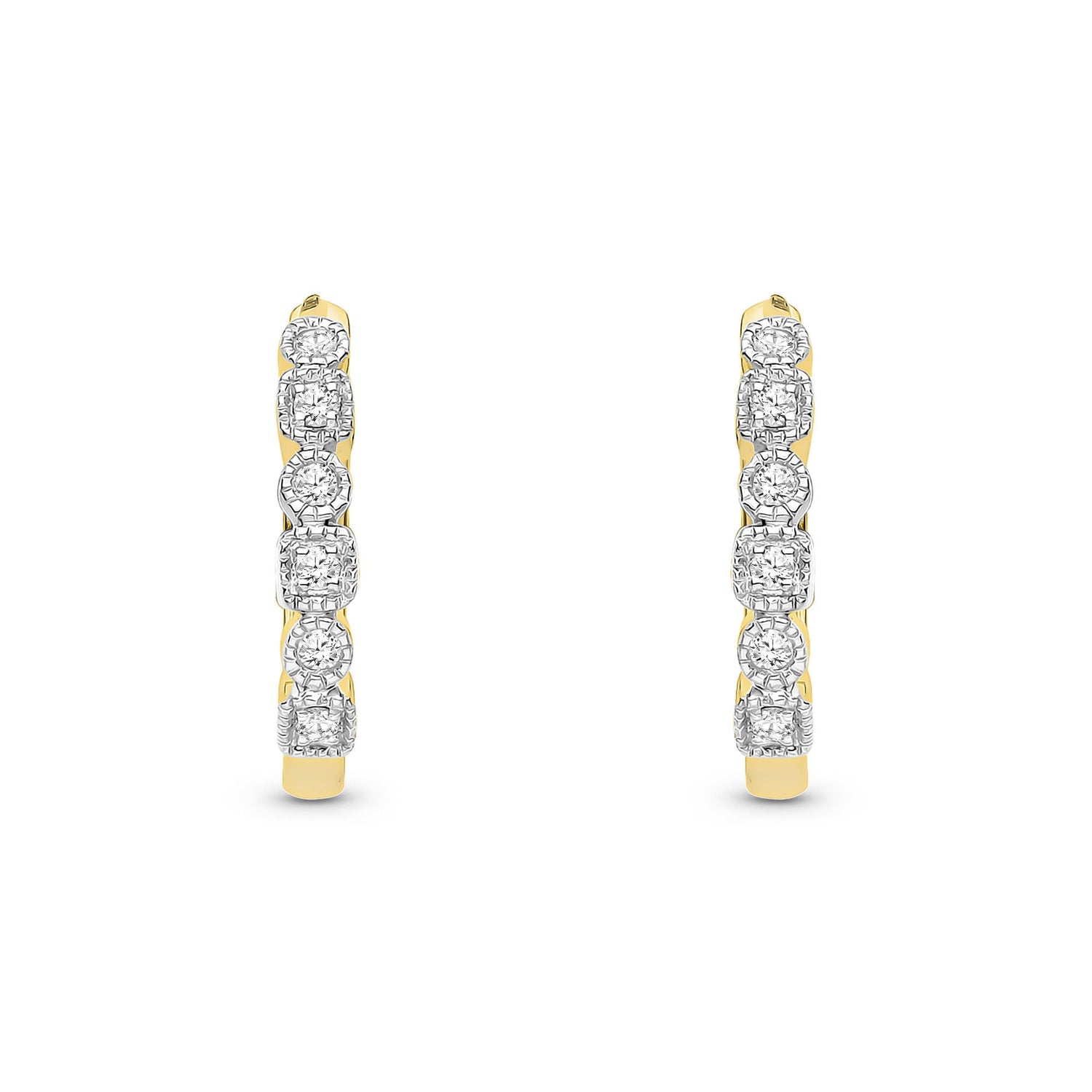 9ct Yellow Gold Natural Diamond Graduated Diamond Huggie Earrings