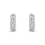 9ct White Gold Natural Diamond Interlocking Curb Link Huggie Earrings — 13mm