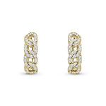 9ct Yellow Gold Natural Diamond Interlocking Curb Link Huggie Earrings — 13mm