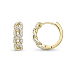 9ct Yellow Gold Natural Diamond Interlocking Curb Link Huggie Earrings — 13mm