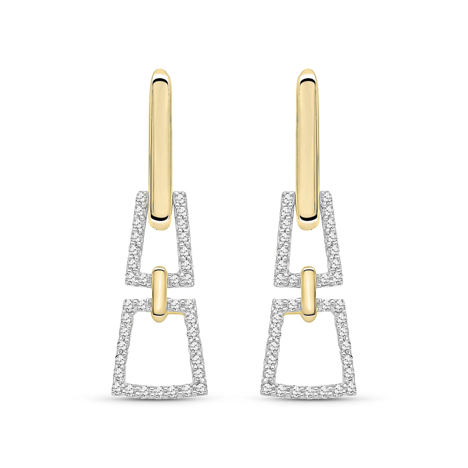9ct Yellow Gold Natural Diamond Tapered Line Hoop Earrings