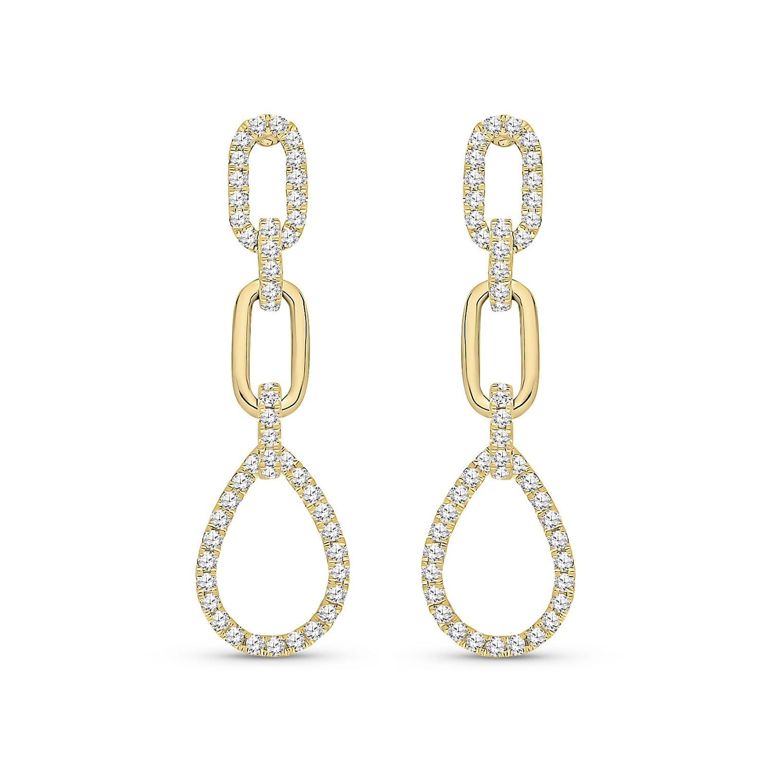 9ct Yellow Gold Natural Diamond Link & Pear Drop Earrings