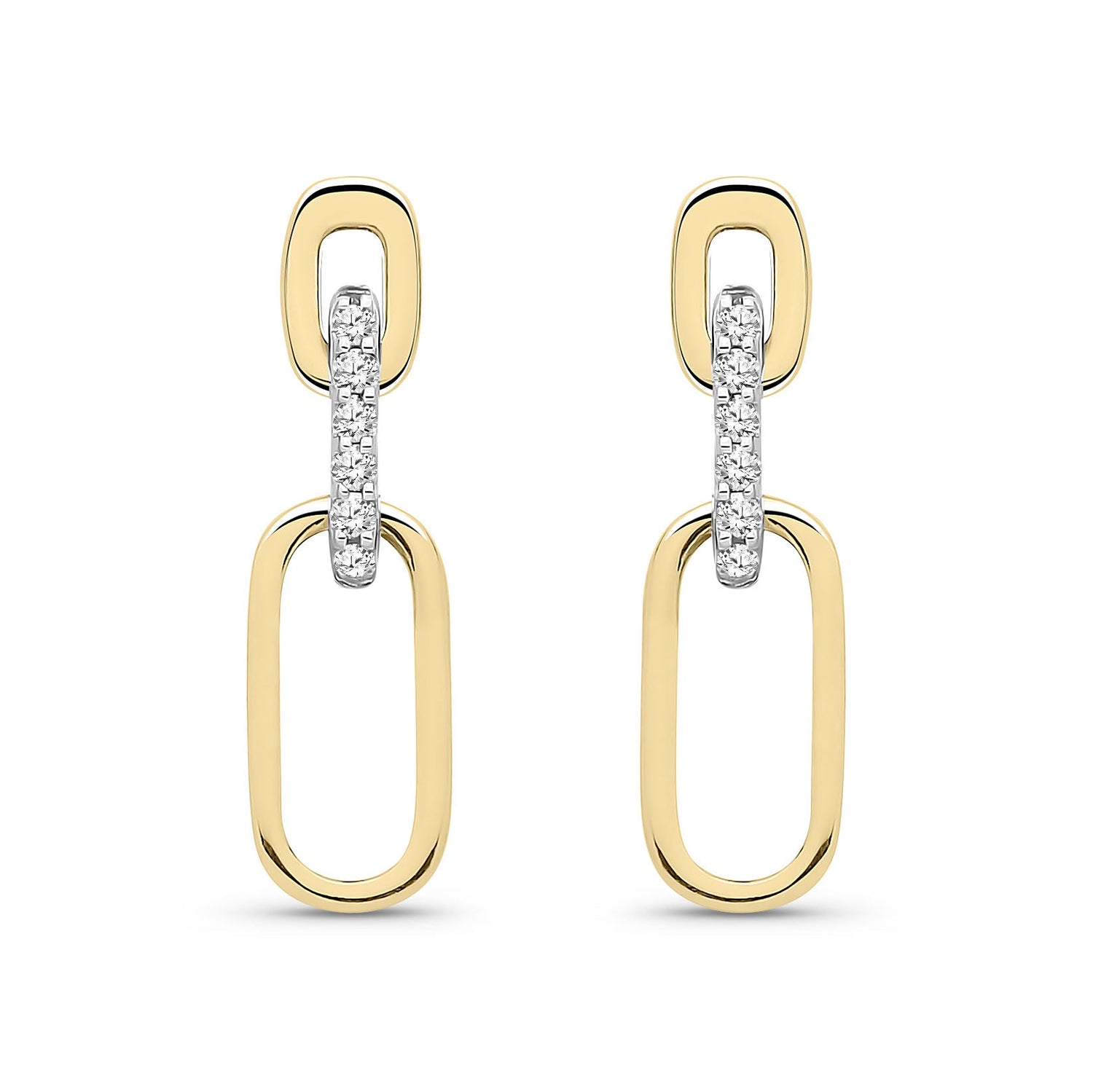 9ct Yellow Gold Natural Diamond Three-Link Drop Earrings