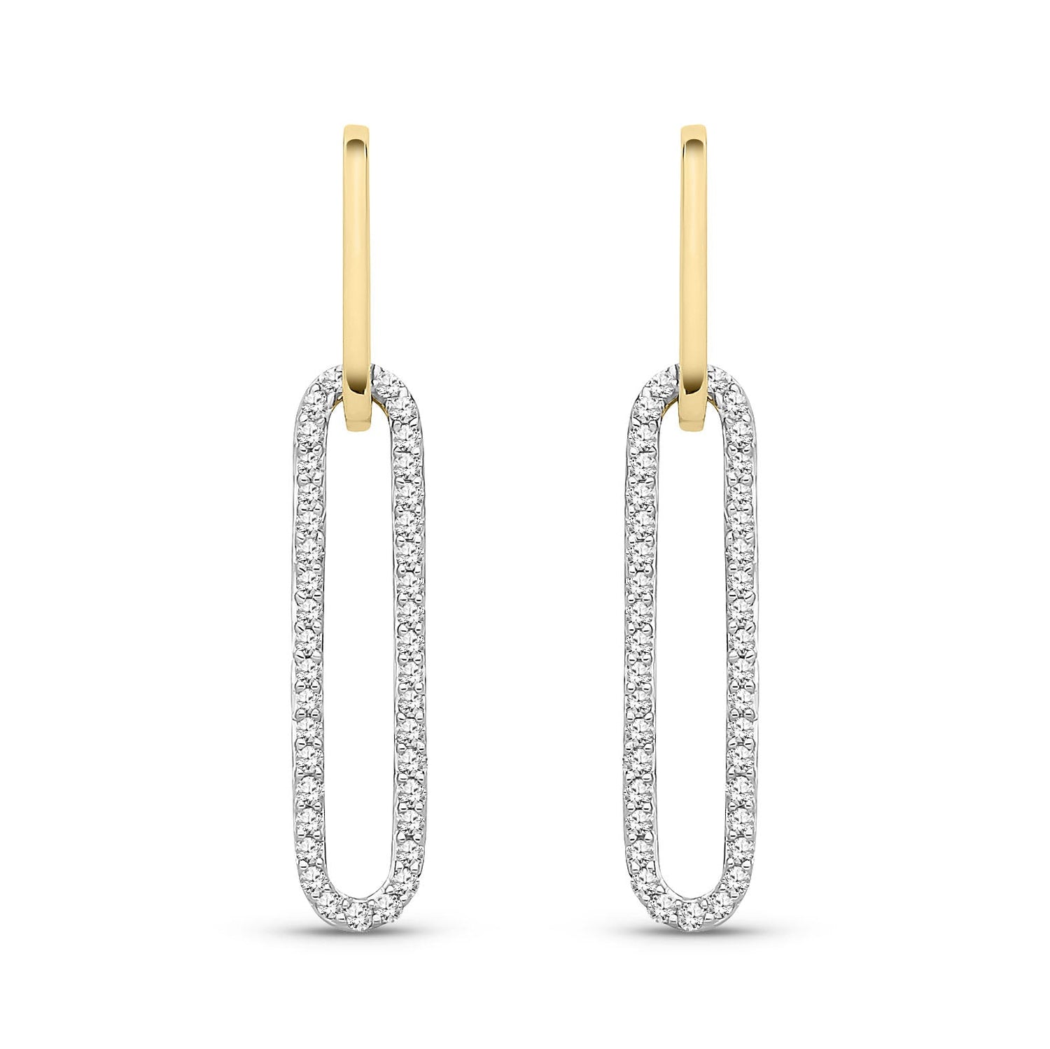 9ct Yellow Gold Natural Diamond Paperclip Link Drop Earrings