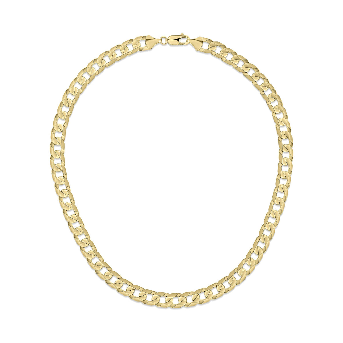 9ct Yellow Gold 9.8mm Flat Curb Chain