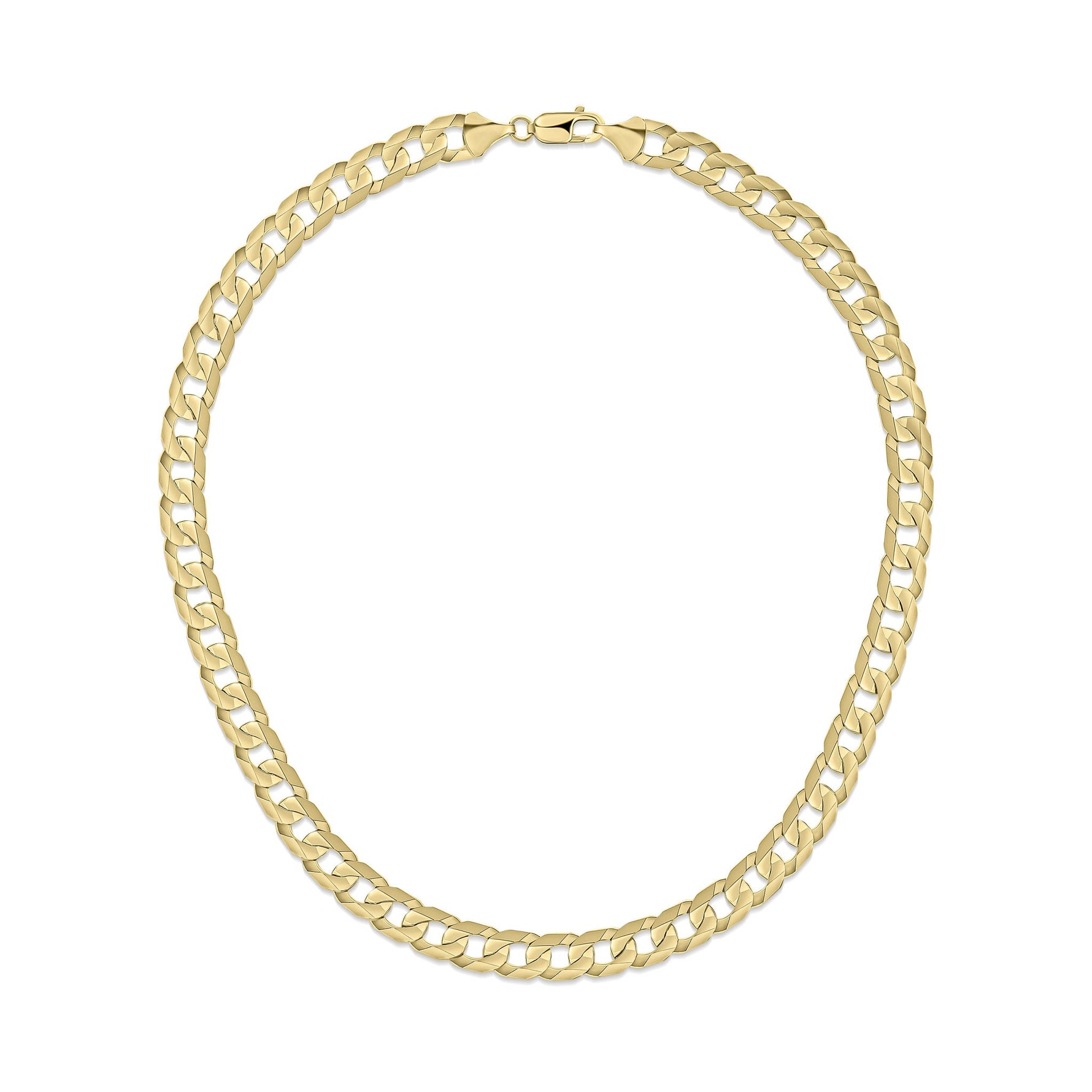 9ct Yellow Gold 9.8mm Flat Curb Chain