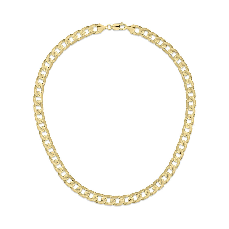 9ct Yellow Gold 9.8mm Flat Curb Chain