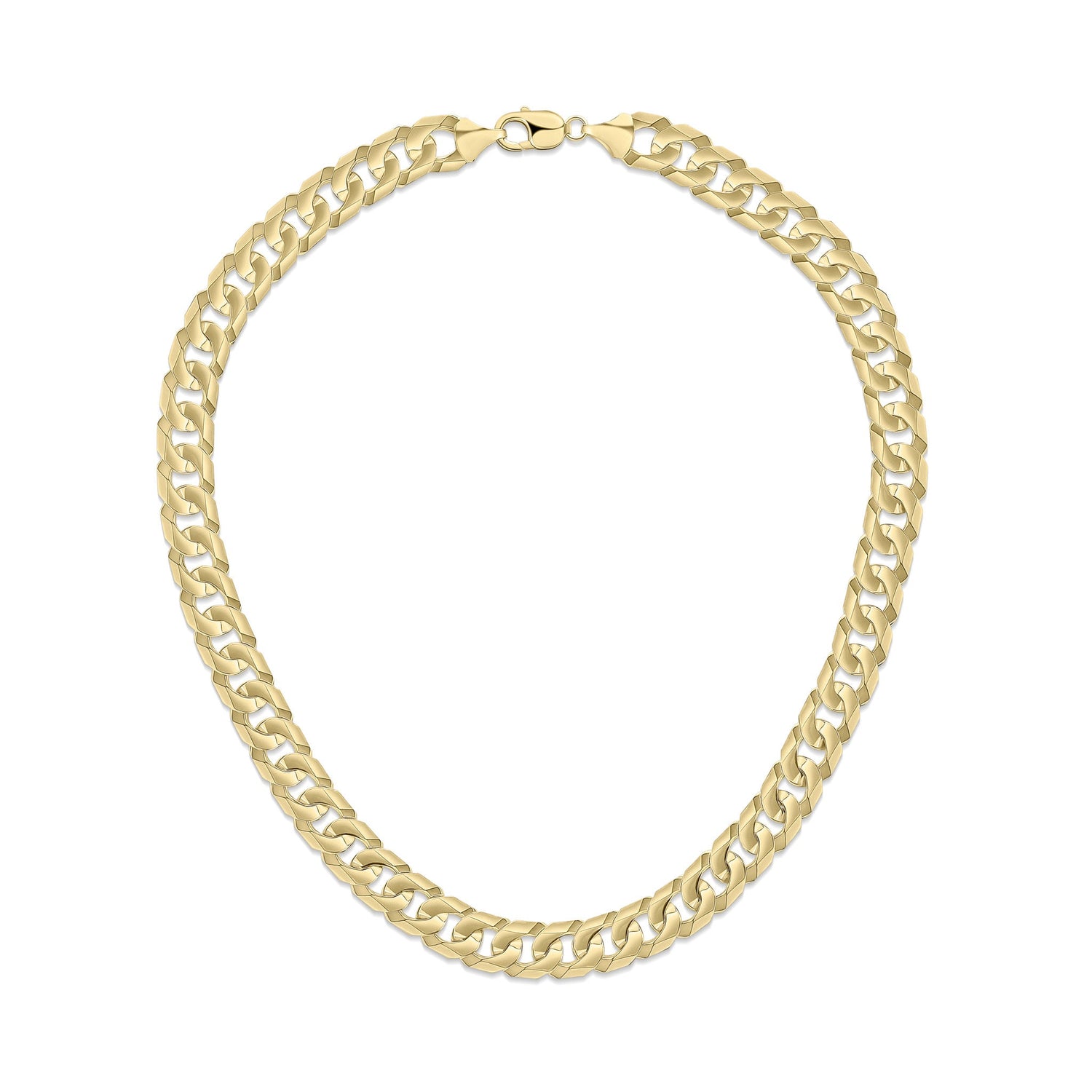9ct Yellow Gold 12mm Flat Curb Chain