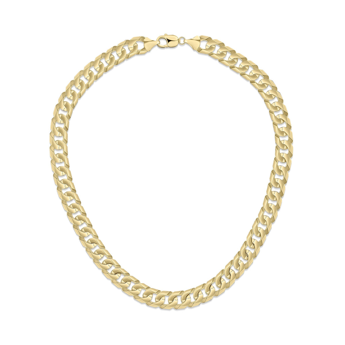 9ct Yellow Gold 12mm Flat Curb Chain