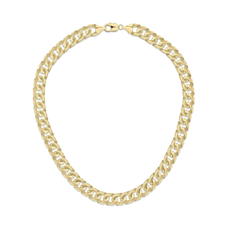 9ct Yellow Gold 12mm Flat Curb Chain