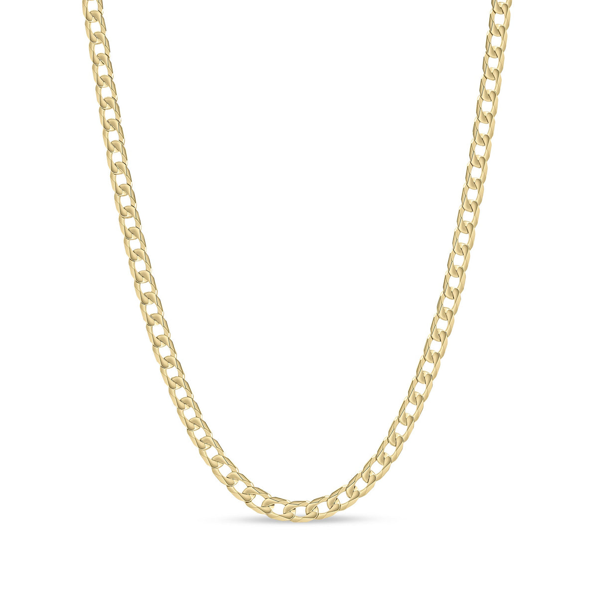 9ct Yellow Gold 7.4mm Flat Curb Chain