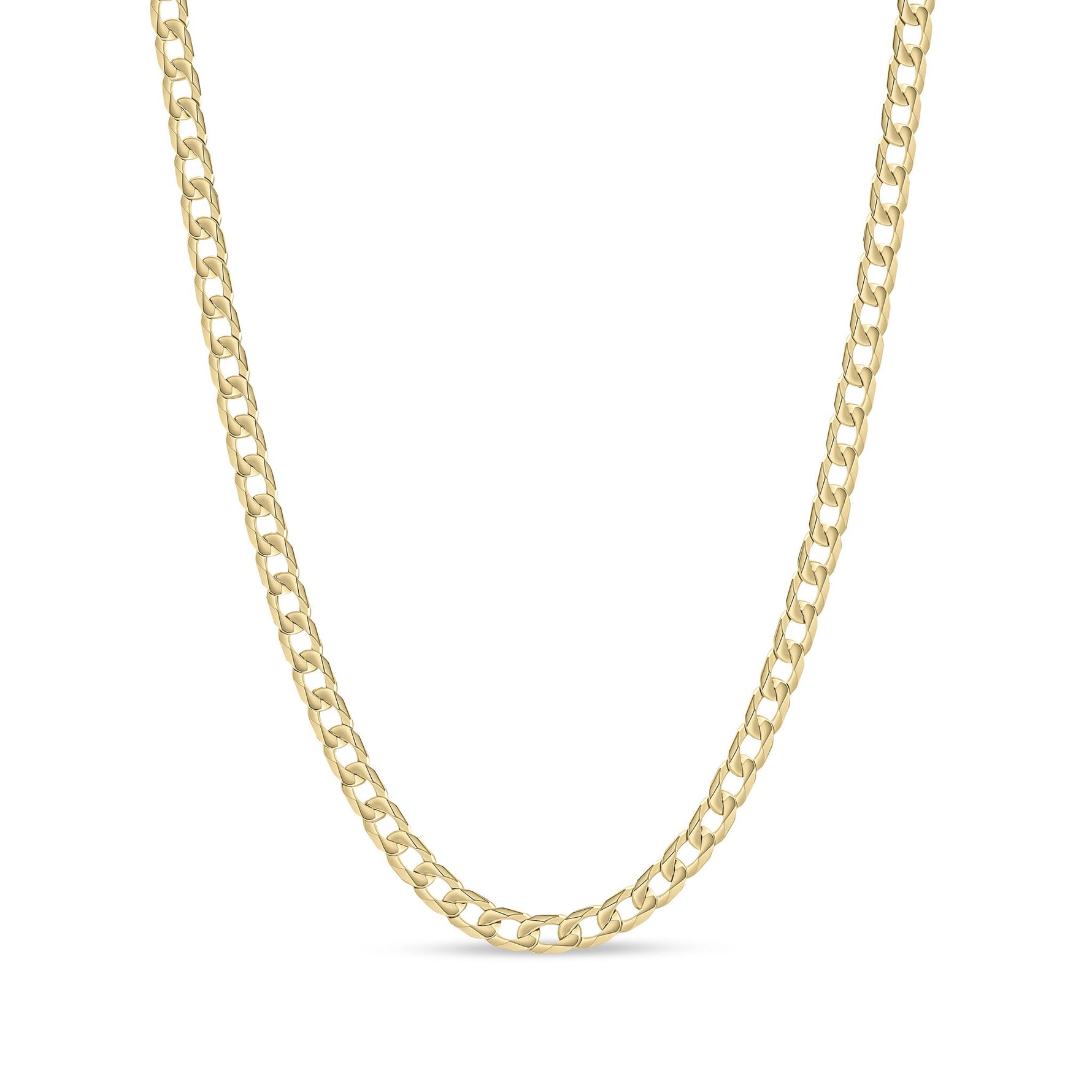 9ct Yellow Gold 7.4mm Flat Curb Chain