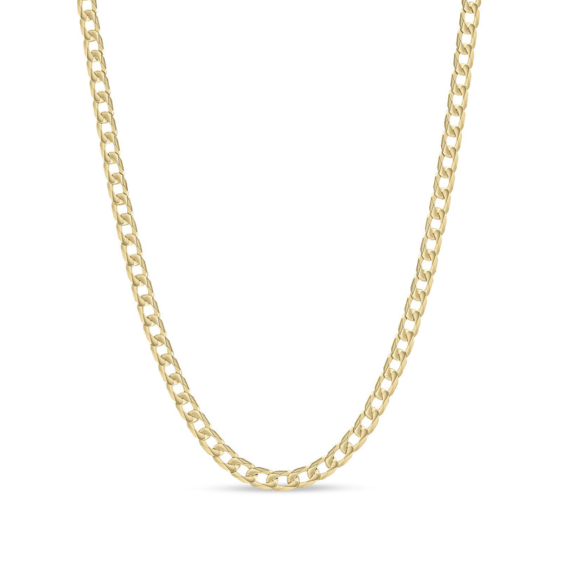 9ct Yellow Gold 7.4mm Flat Curb Chain