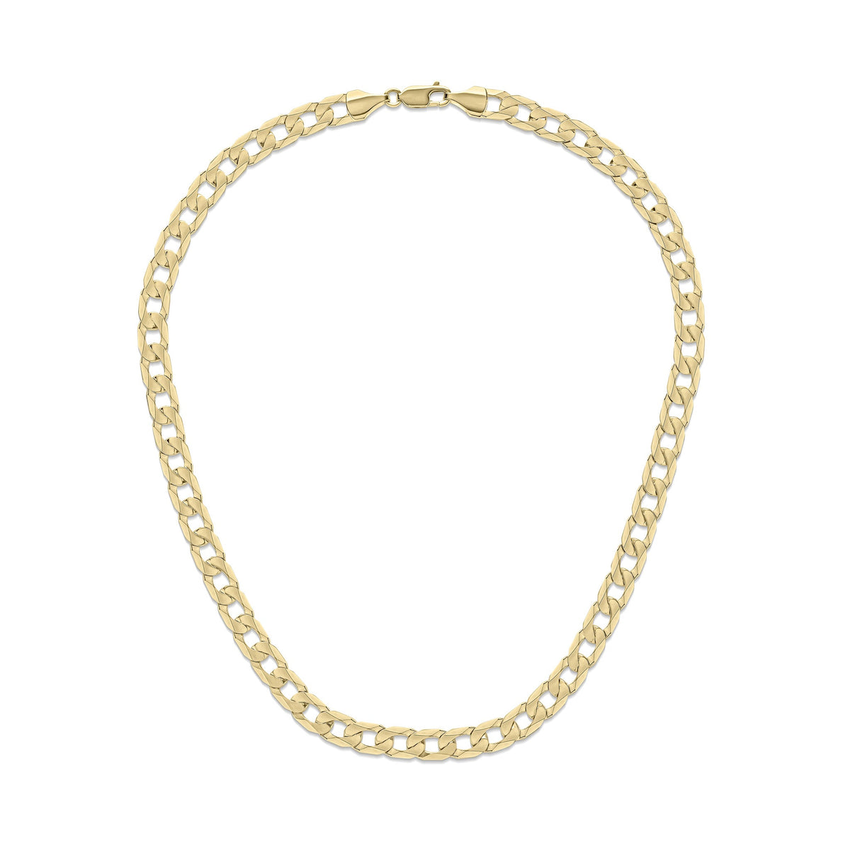 9ct Yellow Gold 7.4mm Flat Curb Chain