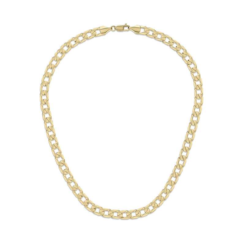 9ct Yellow Gold 7.4mm Flat Curb Chain