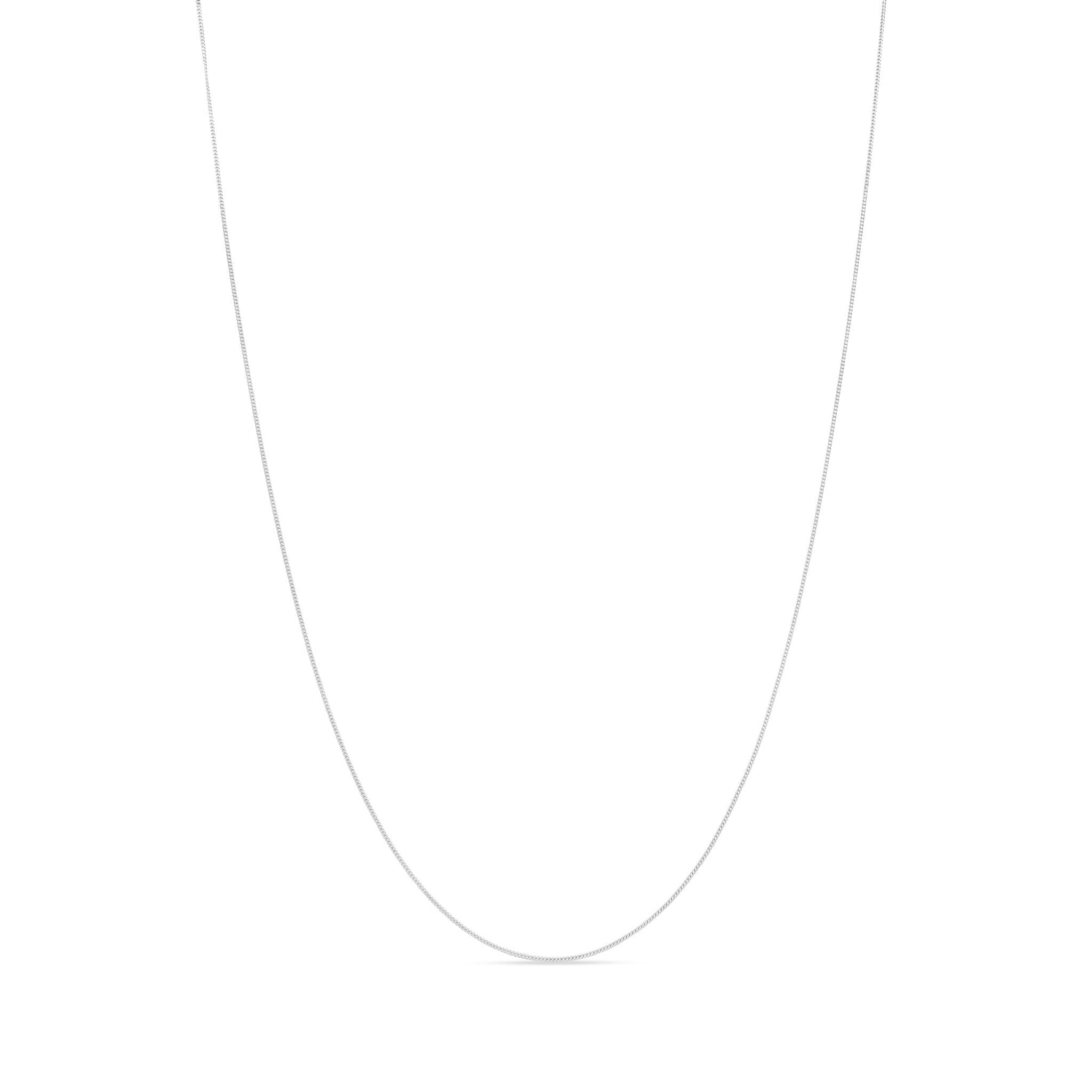 18ct White Gold 1mm Fine Classic Curb Chain Necklace