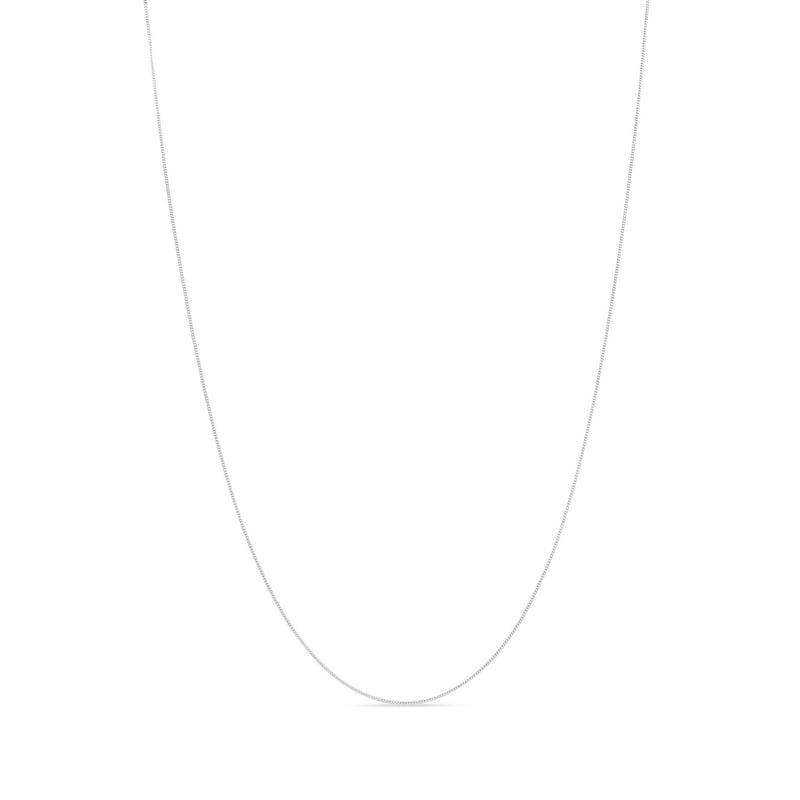 18ct White Gold 1mm Fine Classic Curb Chain Necklace