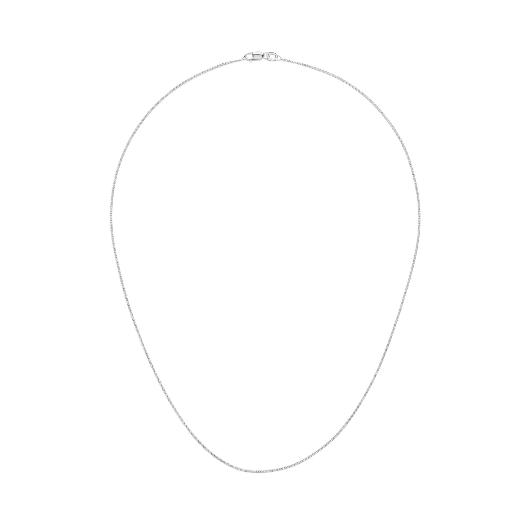 18ct White Gold 1mm Fine Classic Curb Chain Necklace