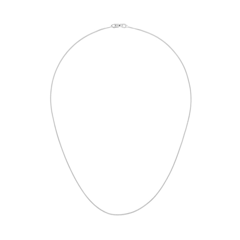 18ct White Gold 1mm Fine Classic Curb Chain Necklace