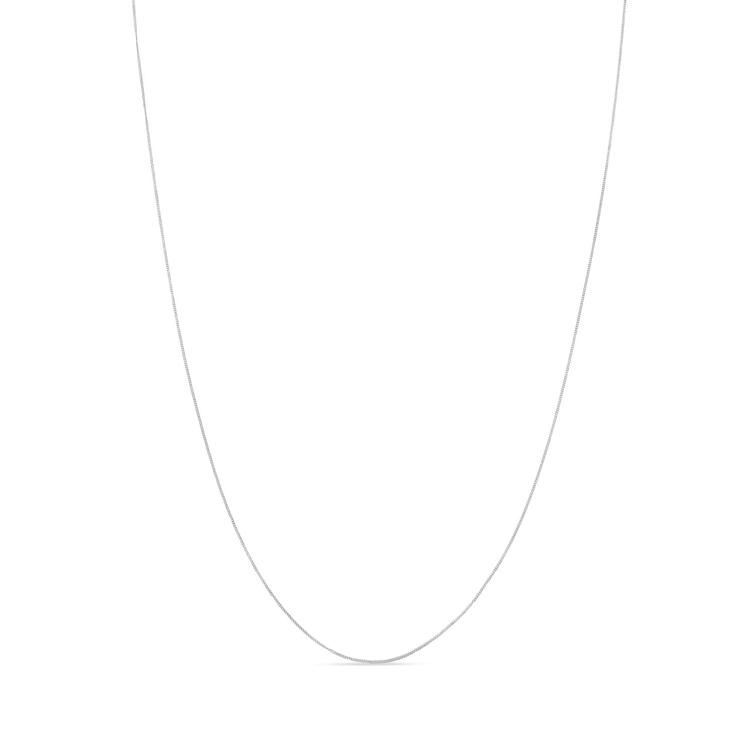 9ct White Gold 0.8mm Fine Classic Curb Chain Necklace