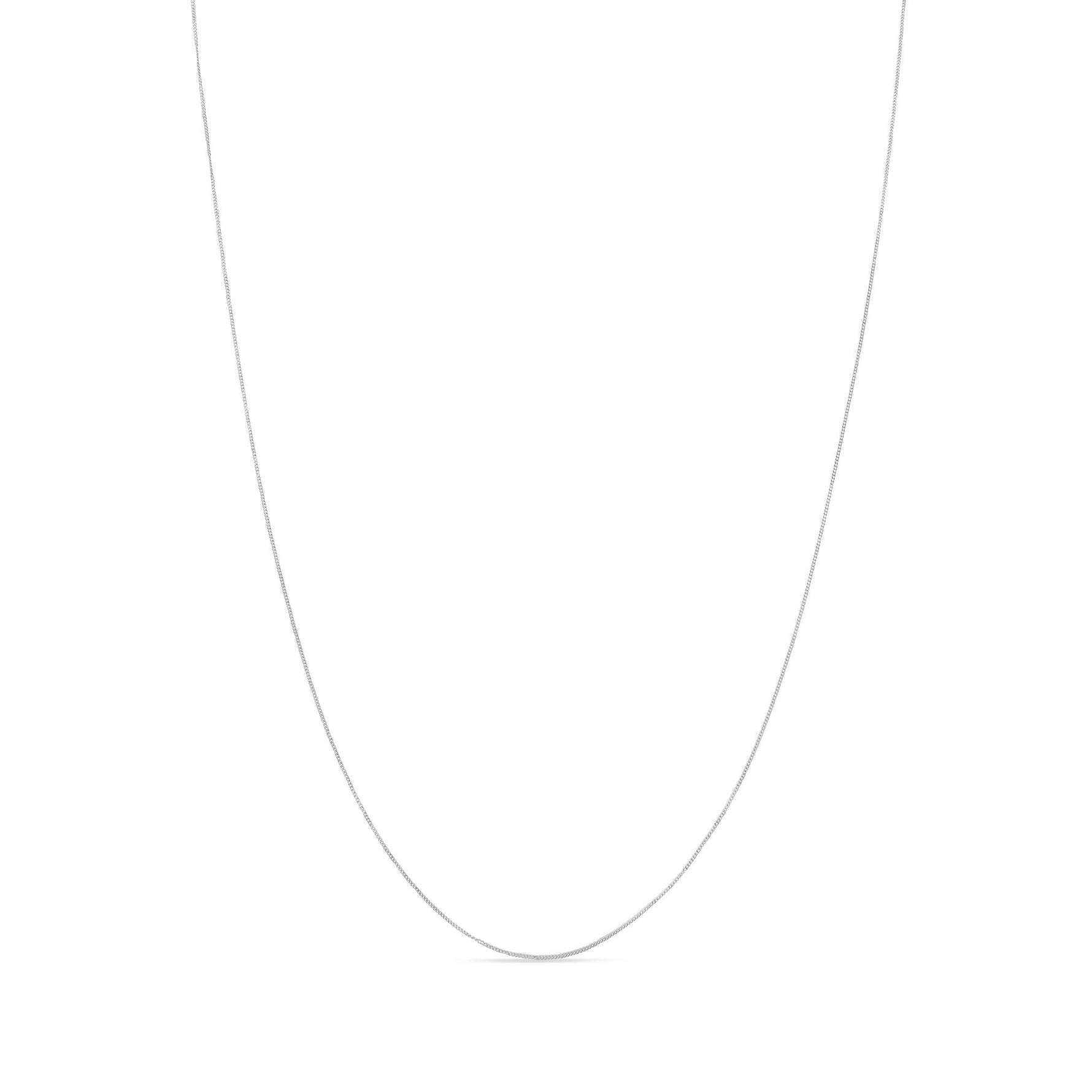 9ct White Gold 0.8mm Fine Classic Curb Chain Necklace