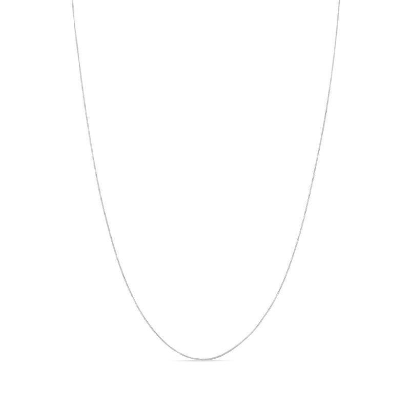 9ct White Gold 0.8mm Fine Classic Curb Chain Necklace