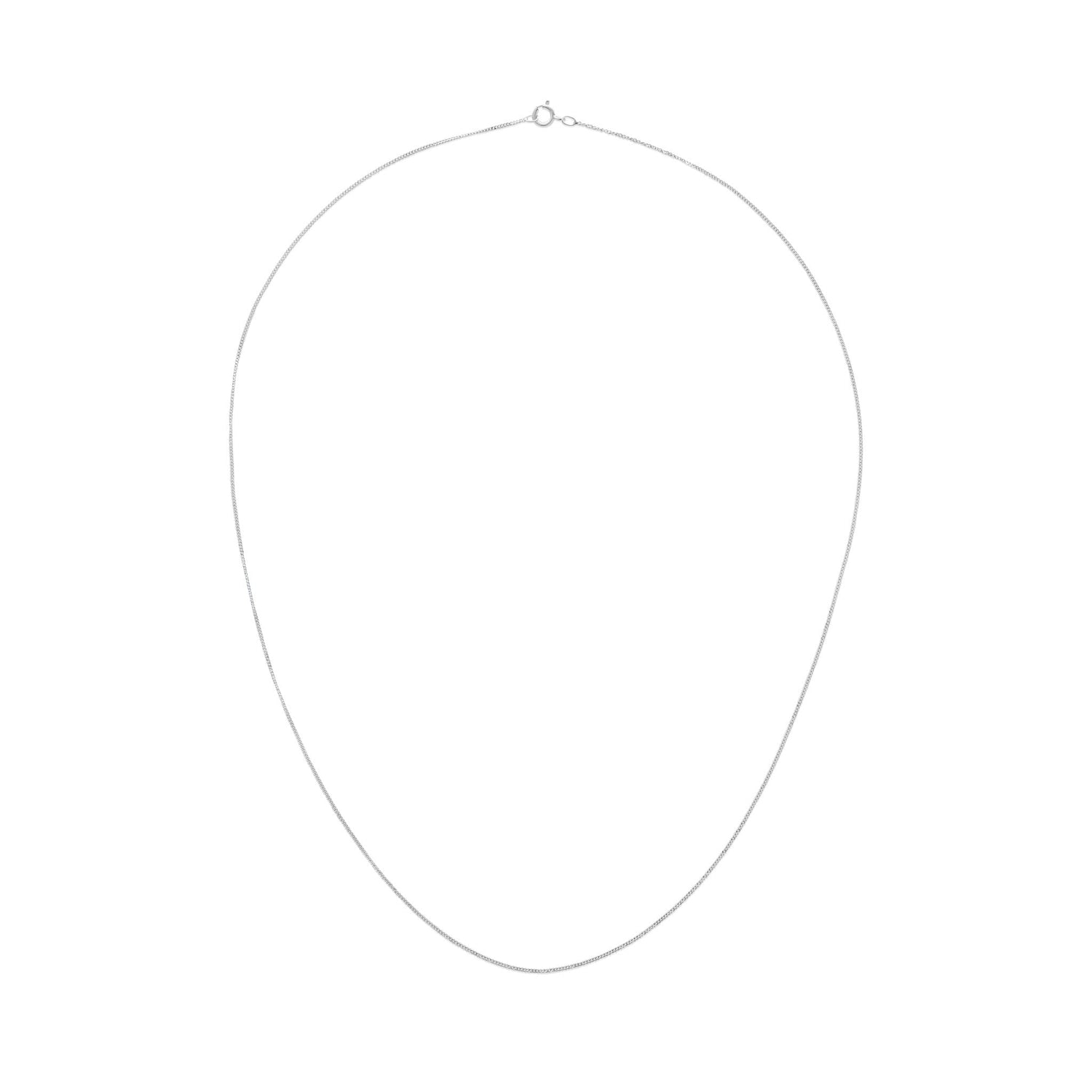 9ct White Gold 0.8mm Fine Classic Curb Chain Necklace