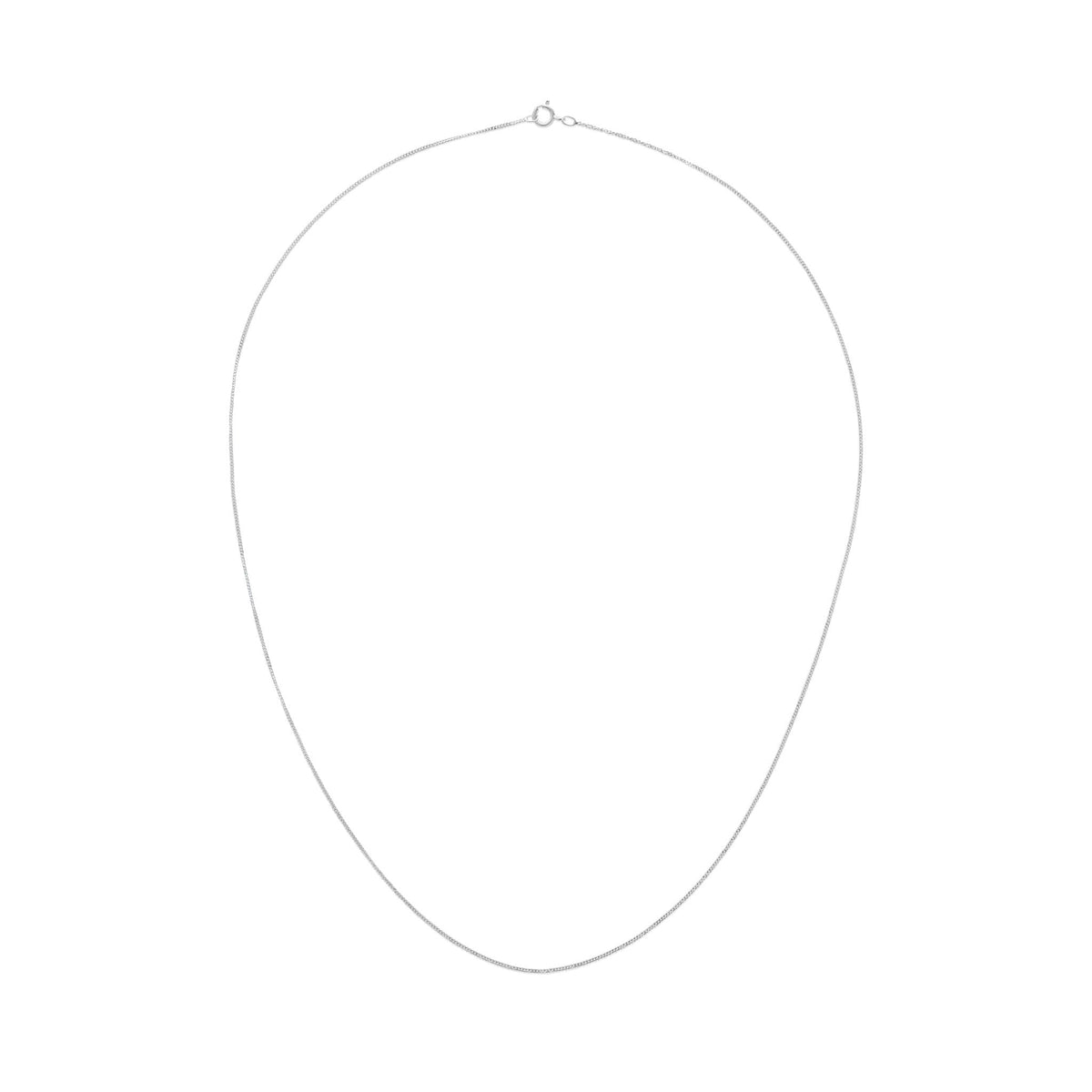 9ct White Gold 0.8mm Fine Classic Curb Chain Necklace